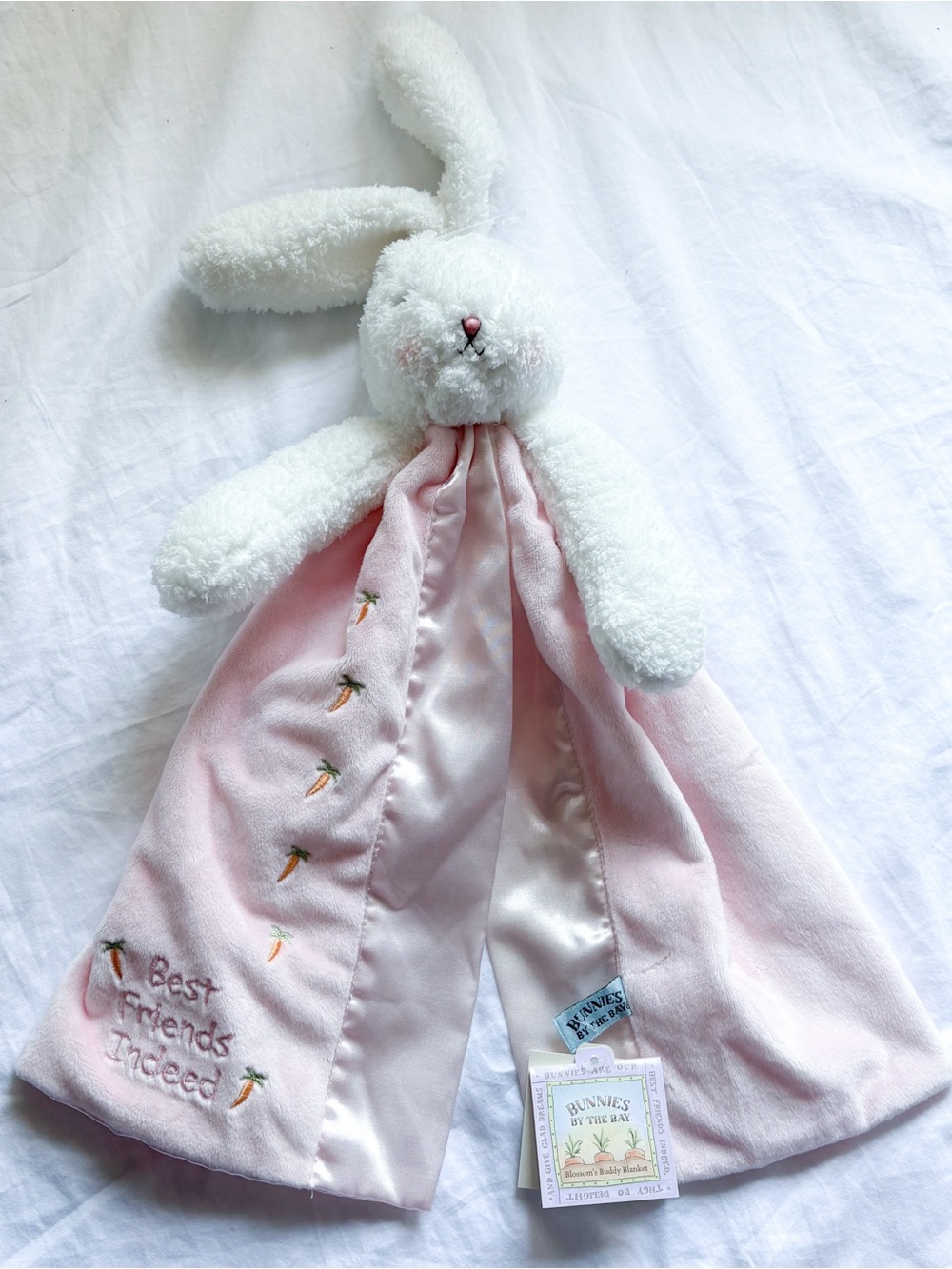 Bunnies by the Bay Blossom Bunny Bye Bye Buddy Lovey Security Blanket Pink NEW